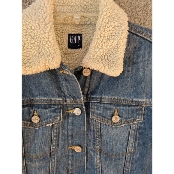 GAP Icon Sherpa Denim Jacket Women’s Small – Medium Indigo Cotton - Picture 3 of 10